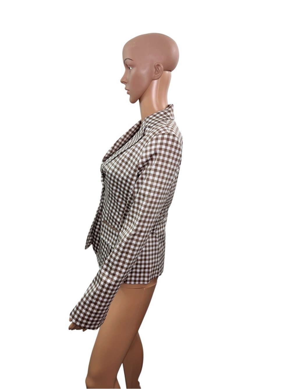 7th Avenue New York And Company Suit Collection Brown Beige Checkered Blazer - Picture 3 of 8
